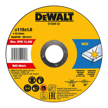 Cutting disc Dewalt Fast Cut dt3506-qz 10Units 115 x 1 x 22,23 mm