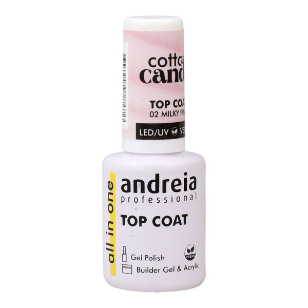Smalto per unghie Andreia Cotton Candy Top Coat Nº 02 Milky Pink 10,5 ml