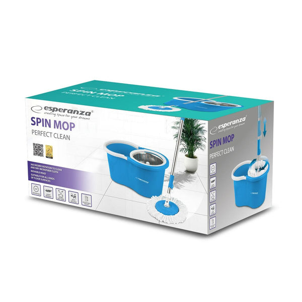 Mop with Bucket Esperanza EHS006 Blue White Microfibre