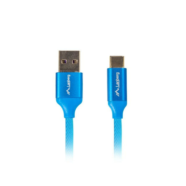 USB A zu USB-C-Kabel Lanberg CA-USBO-21CU-0005-BL Blau 50 cm 0,5 m