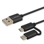 USB Cable to Micro USB and USB C Savio CL-128 Black 1 m