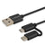 USB Cable to Micro USB and USB C Savio CL-128 Black 1 m