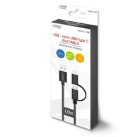 Câble USB vers Micro USB et USB C Savio CL-128 Noir 1 m