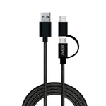 Câble USB vers Micro USB et USB C Savio CL-128 Noir 1 m