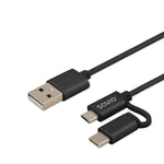 USB-Kabel auf Micro-USB und USB C Savio CL-128 Schwarz 1 m