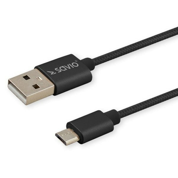 USB A to USB C Cable Savio CL-129 Black 2 m