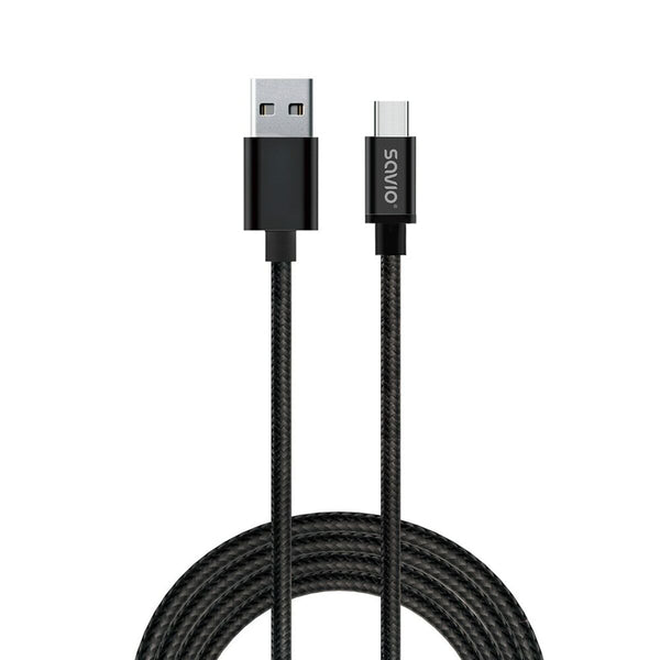 USB A zu USB-C-Kabel Savio CL-129 Schwarz 2 m