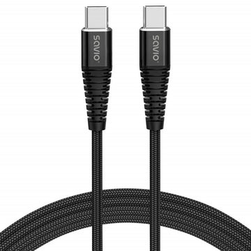 Cable USB C Savio CL-159 Black 1 m