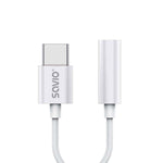 USB-C to Jack 3.5 mm Adapter Savio AK-51 White 11 cm