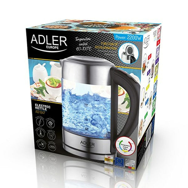 Kettle Adler AD 1247 Crystal Steel Grey Glass 2200 W 1,7 L