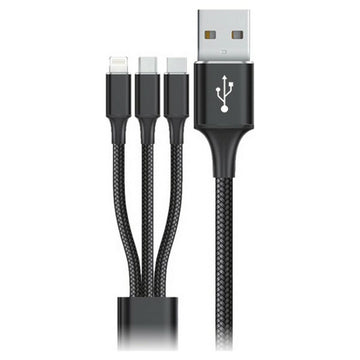 USB Cable to Micro USB, USB-C and Lightning Goms Black 1, 2 m