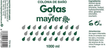 "Mayfer Perfumes Gotas Eau De Cologne 1000ml"