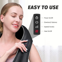 Shiatsu Neck Massager Electric with Heat Function, Shoulder Massager for Back, Legs, Feet, Back Massager with 3 Speeds for Home Office