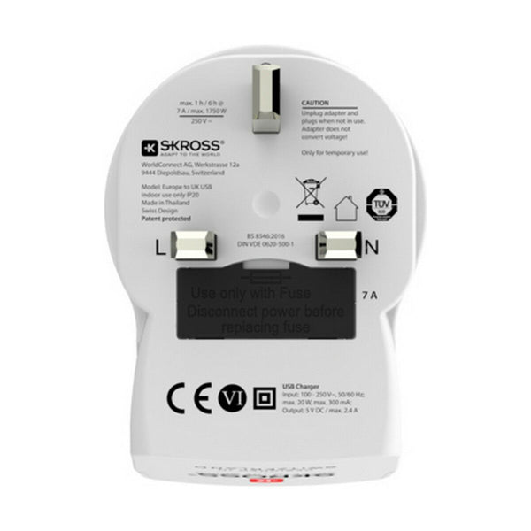 Adaptateur de courant Skross 1500280 USB x 2 Européen United Kingdom