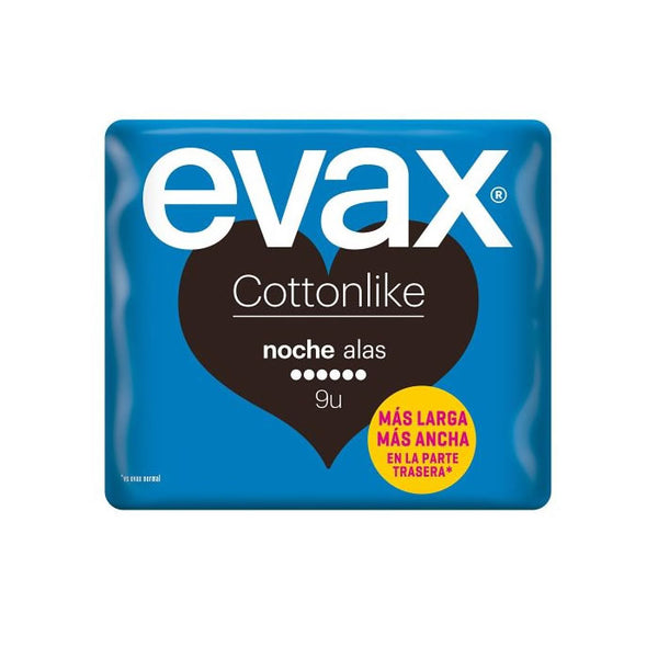 "Evax Cottonlike Night With Wings Sanitary Towels 9 Units"
