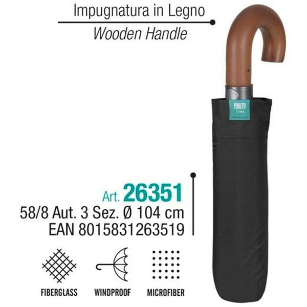 Parapluie pliable Perletti 58/8 Bois Noir Ø 104 cm