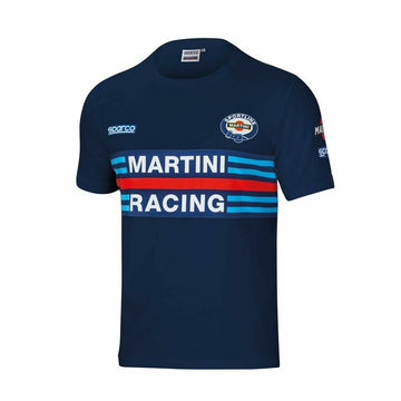 Short Sleeve T-Shirt Sparco MARTINI RACING Size M Navy Blue