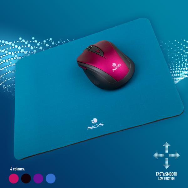NGS Tappetino Mouse Klim 25x10cm Microfibra Antiscivolo Blu