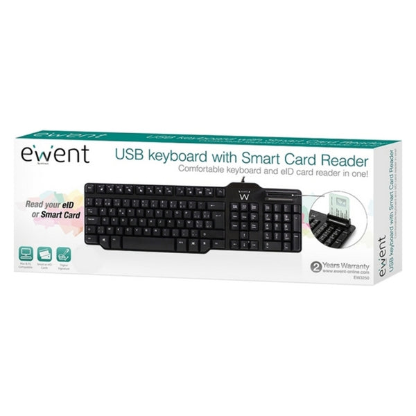 Keyboard with Reader Ewent EW3252 DNI Black (Spanish)