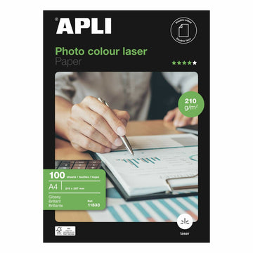 Glänzendes Photopapier Apli Laser Beidseitig 100 Bettlaken A4
