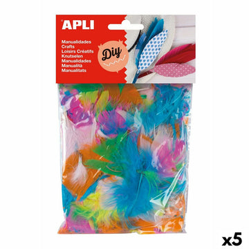 Materials for Handicrafts Apli Feathers Multicolour 14 g (5 Units)