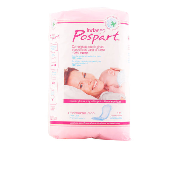 "Indasec Pospart Tocological Compresses 100% Cotton 12 Unitá"