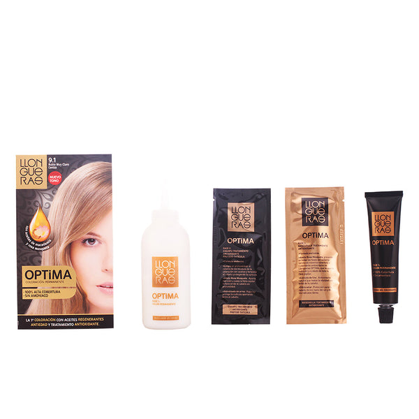 "Llongueras Optima Permanent Hair Colour Ammonia Free 9.1 Very Light Ash Blond"