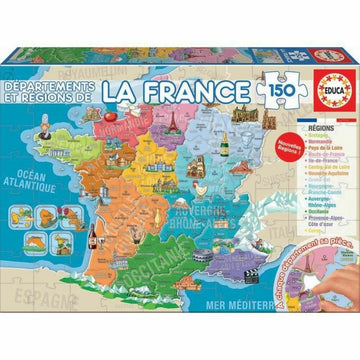 Otroške puzzle Educa Departments and Regions of France zemljevid 150 Kosi