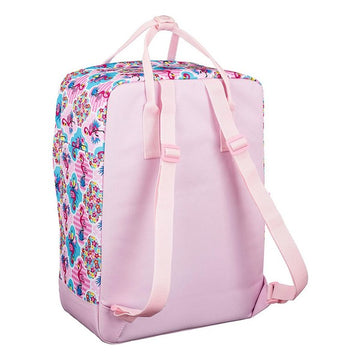 Rucksack with Upper Handle and Compartments Moos Flamingo Pink