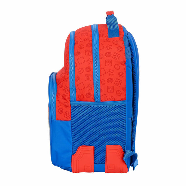 Schulrucksack Super Mario Rot Blau (32 x 42 x 15 cm)