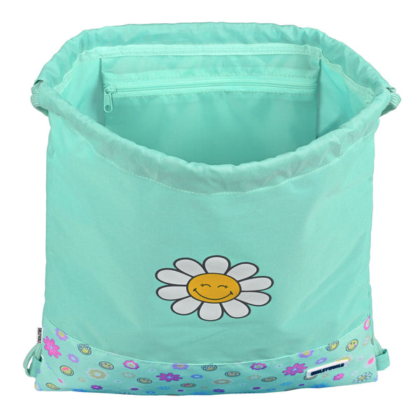 Sac à dos serré par des ficelles Smiley Summer fun Turquoise (35 x 40 x 1 cm)