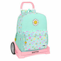 School Rucksack with Wheels Smiley Summer fun Turquoise (32 x 43 x 14 cm)