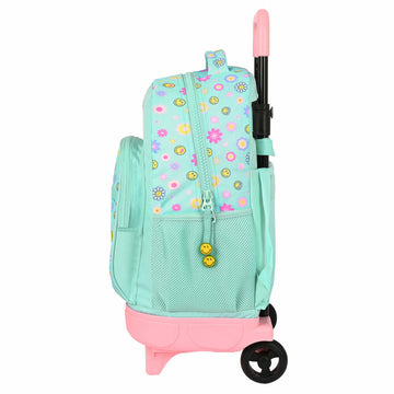 School Rucksack with Wheels Smiley Summer fun Turquoise (33 x 45 x 22 cm)