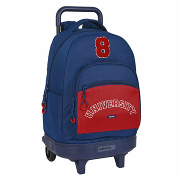 Schulrucksack mit Rädern Safta University Rot Marineblau (33 x 45 x 22 cm)