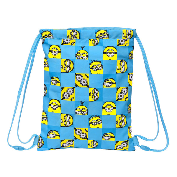 Rucksacktasche mit Bändern Minions Minionstatic Blau (26 x 34 x 1 cm)