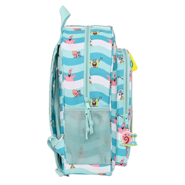 Schulrucksack Spongebob Stay positive Blau Weiß (32 x 38 x 12 cm)