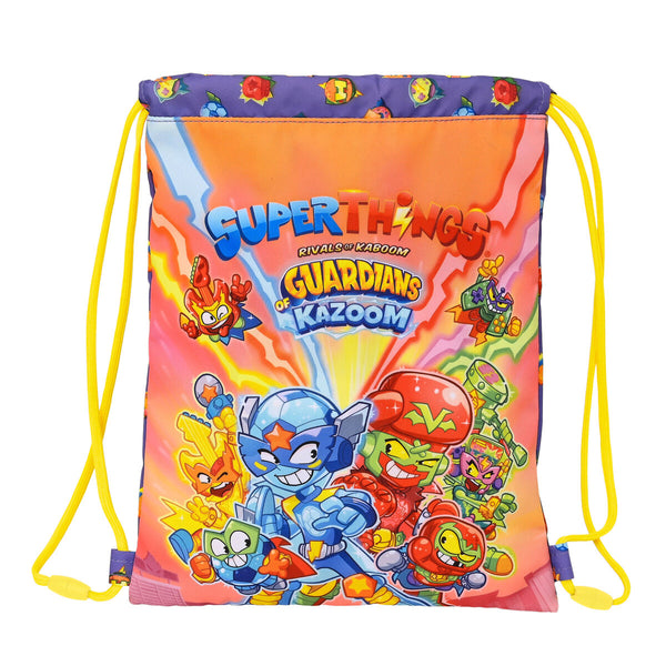 Rucksacktasche mit Bändern SuperThings Guardians of Kazoom Lila Gelb (26 x 34 x 1 cm)