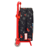 School Rucksack with Wheels Spiderman Hero Black (22 x 27 x 10 cm)