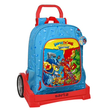 School Rucksack with Wheels SuperThings Rescue force 32 x 42 x 14 cm Blue