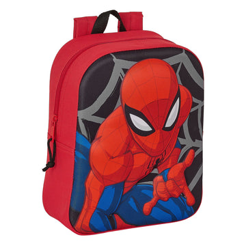 Schulrucksack Spiderman 3D Rot Schwarz 22 x 27 x 10 cm