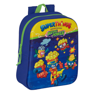 School Bag SuperThings 3D Blue Multicolour 22 x 27 x 10 cm