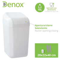 Posoda za smeti Denox Bela 15 L (28 x 22 x 40 cm)