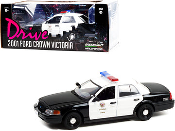 2001 Ford Crown Victoria Police Interceptor Black and White \"Los Angeles Police Department\" (LAPD) \"Drive\" (2011) Movie 1/24 Diecast Model Car by Greenlight