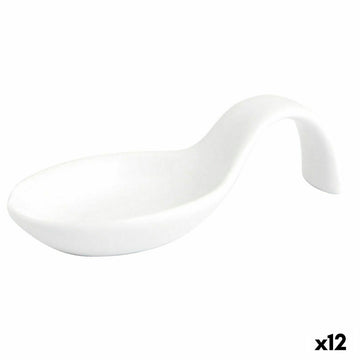 Cocktail Spoon Quid Chef Ceramic White 10 x 5 cm (12 Units) (Pack 12x)
