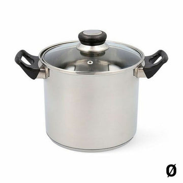 Pot with Glass Lid Quid Habitat Stainless steel