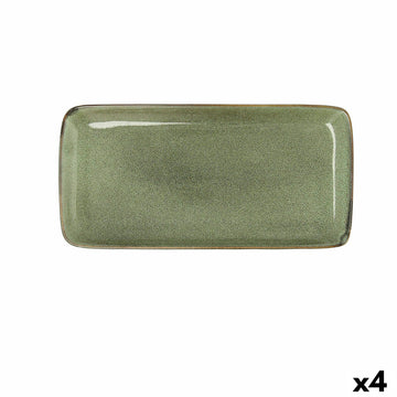 Serving Platter Bidasoa Ikonic Green Ceramic (28 x 14 cm) (Pack 4x)