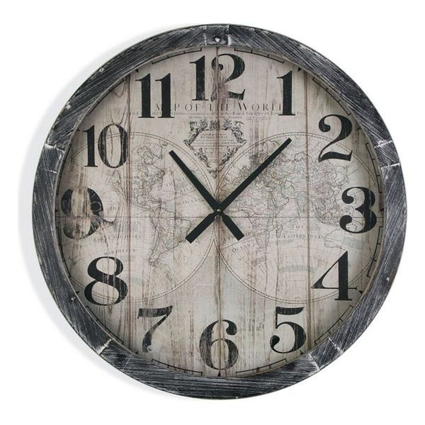 Wall Clock Map World MDF Wood (6,5 x 76,5 x 76,5 cm)