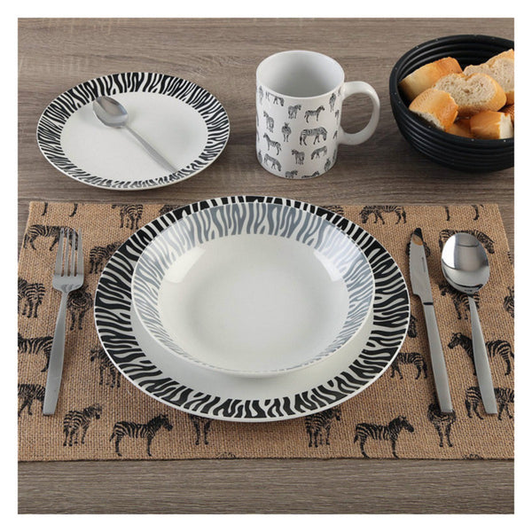 Dinnerware Set Zebra Porcelain (18 Pieces)