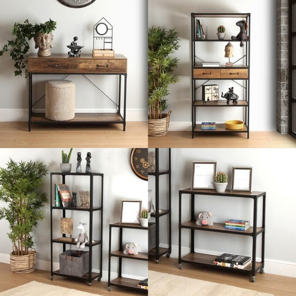 Shelves Wood Metal (30 x 80 x 80 cm) industrial