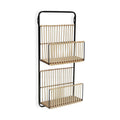 Shelves Metal Rattan MDF Wood (12 x 68 x 32 cm)